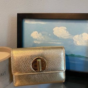 Tiffany & Co Leather Card Case Pale Gold EUC